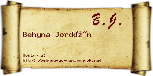 Behyna Jordán névjegykártya